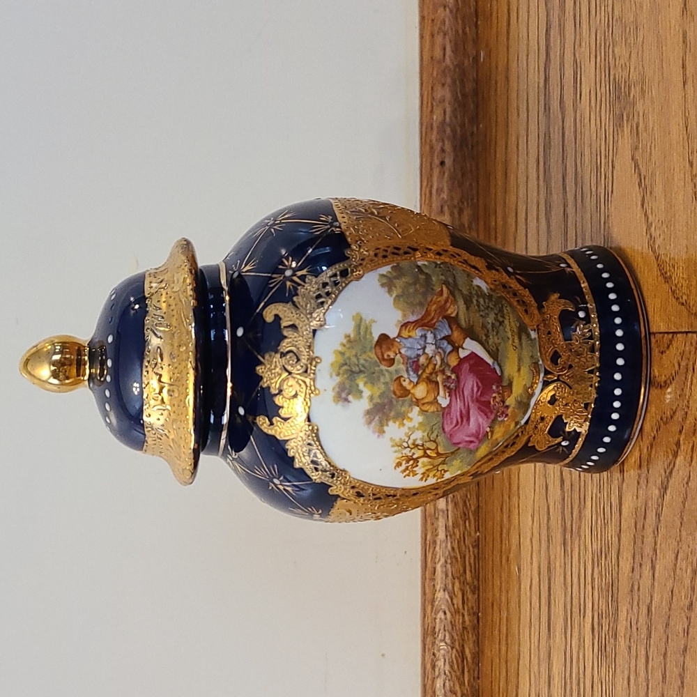 22k Limoges Courting Couple Vase